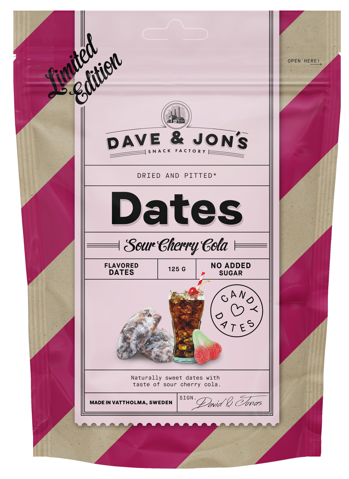 Dave & Jon's Dateles ar garšu, bez pievienota cukura (125g)
